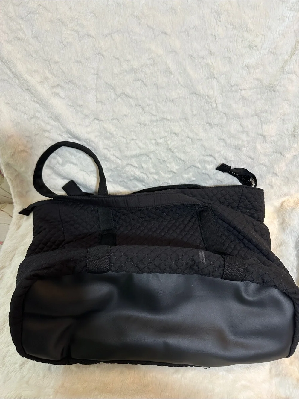 BagSmart Black Quilted Tote with Double Straps